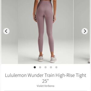 Lululemon Wunder Train High-Rise Tight 25" in Violet verbena